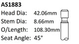 Ford 200 250 1.656 Int Valve AS1883 - Austral | Universal Auto Spares