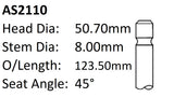 Holden 5.7L GEN3 Int Valve AS2110 - Austral | Universal Auto Spares