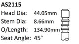 Ford 250 X Flow 1.734 Int Valve AS2115 - Austral | Universal Auto Spares