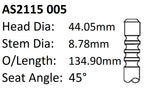 Ford 250 X Flow 1.734 Int Valve AS2115 005 - Austral | Universal Auto Spares