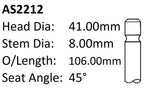 Holden 18JC 18LE Int Valve AS2212 - Austral | Universal Auto Spares