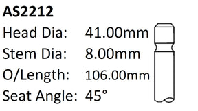 Holden 18JC 18LE Int Valve AS2212 - Austral | Universal Auto Spares