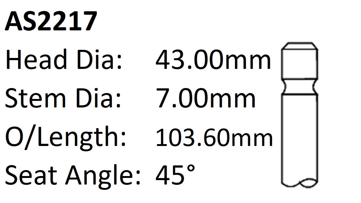 Holden 18LE 20JD Int Valve AS2217 - Austral | Universal Auto Spares