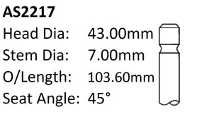 Holden 18LE 20JD Int Valve AS2217 - Austral | Universal Auto Spares