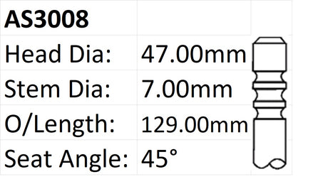 Ford AU EL Int Valve 47mm AS3008 - Austral | Universal Auto Spares