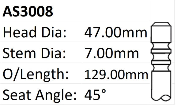 Ford AU EL Int Valve 47mm AS3008 - Austral | Universal Auto Spares