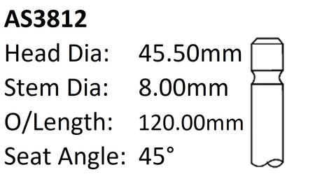 Holden VS VT V6 Int Valve AS3812 - Austral | Universal Auto Spares