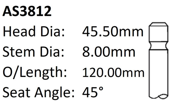 Holden VS VT V6 Int Valve AS3812 - Austral | Universal Auto Spares