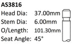 Holden 3.6L Alloytec Int Valve AS3816 - Austral | Universal Auto Spares