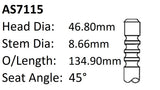 Ford 250 X Flow 1.843 Int Valve AS7115 - Austral | Universal Auto Spares