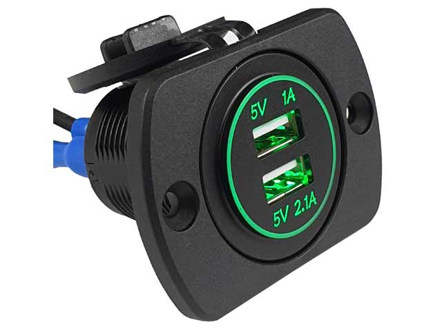 Dual USB Charge 3.1 AMP With Dust Cap Flush Mount - Voltflow | Universal Auto Spares