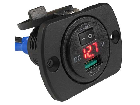 12/24V Switched USB Charger With Volt Gauge & Dust Cap - Voltflow | Universal Auto Spares