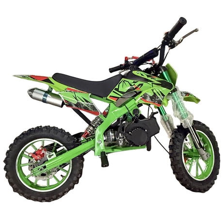Green Mini Motor Dirt Bike Kids Pocket 2 Stroke Motorbike ATV Twin Exhaust Tip Toys 49cc 2025 ATV-009 - Machter