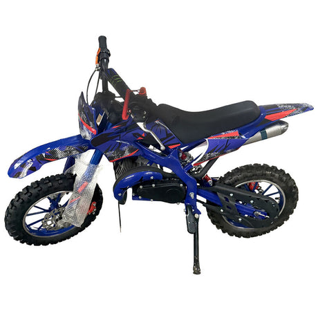Blue Mini Motor Dirt Bike Kids Pocket 2 Stroke Motorbike ATV Twin Exhaust Tip Toys 49cc 2025 ATV-012 - Machter