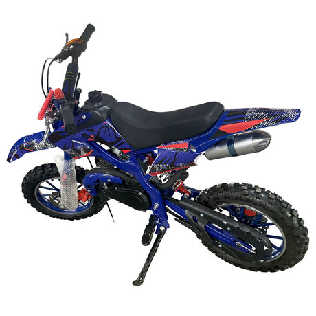 Blue Mini Motor Dirt Bike Kids Pocket 2 Stroke Motorbike ATV Twin Exhaust Tip Toys 49cc 2025 ATV-012 - Machter