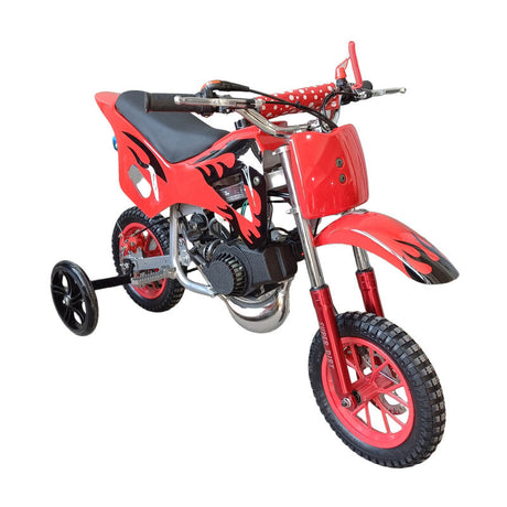 Red Mini Motor Dirt Bike Kids Pocket 2 Stroke Motorbike ATV Twin Exhaust Tip Toys 49cc With 2 Wheels - Machter