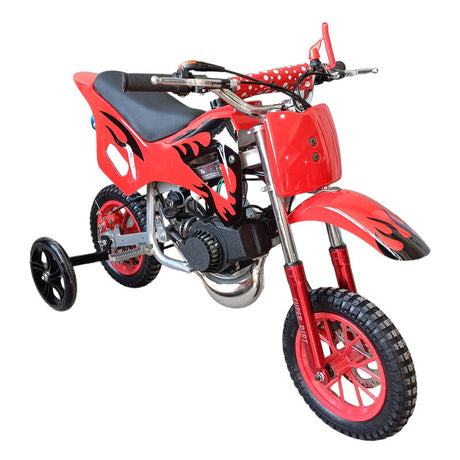 Red Mini Motor Dirt Bike Kids Pocket 2 Stroke Motorbike ATV Twin Exhaust Tip Toys 49cc With 2 Wheels - Machter