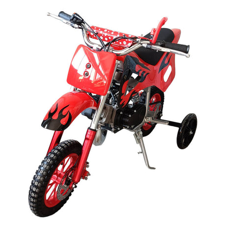Red Mini Motor Dirt Bike Kids Pocket 2 Stroke Motorbike ATV Twin Exhaust Tip Toys 49cc With 2 Wheels - Machter