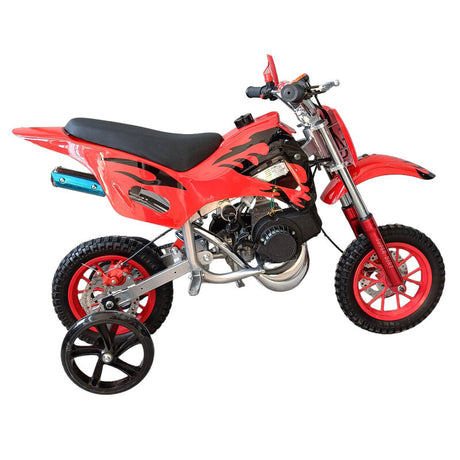 Red Mini Motor Dirt Bike Kids Pocket 2 Stroke Motorbike ATV Twin Exhaust Tip Toys 49cc With 2 Wheels - Machter