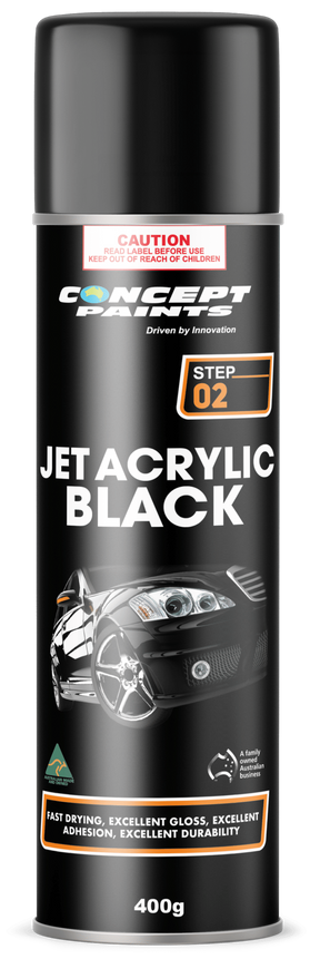 Acrylic Jet Black Aerosol High Gloss & Opacity 400g - Concept Paints