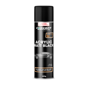 Acrylic Satin Black High Satin Finish Aerosol 400g - Concept Paints
