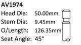 Chrysler 265 360 Int Valve AV1974 - Austral | Universal Auto Spares