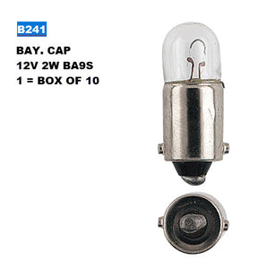 Bay. Cap 12V 2W BA9S 1 = Box OF 10 B241 - eXelite | Universal Auto Spares