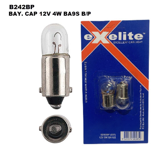Bay. CAP 12V 4W BA9S B/P B242BP - Exelite | Universal Auto Spares