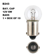 Bay. Cap 12V 6W BA9S 1 = Box OF 10 B243 - eXelite | Universal Auto Spares