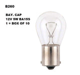 Bay. Cap 12V 5W BA15S 1 = Box OF 10 B260 - eXelite | Universal Auto Spares