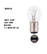 Bay. Cap 12V 10W BA15D 1 = Box OF 10 B261A - eXelite | Universal Auto Spares