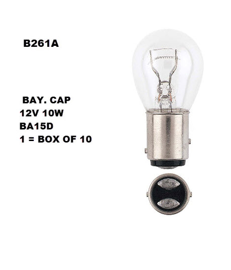 Bay. Cap 12V 10W BA15D 1 = Box OF 10 B261A - eXelite | Universal Auto Spares