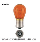 Bay. Cap 12V 21W BA15S Amber 1 = Box OF 10 B264A - eXelite | Universal Auto Spares