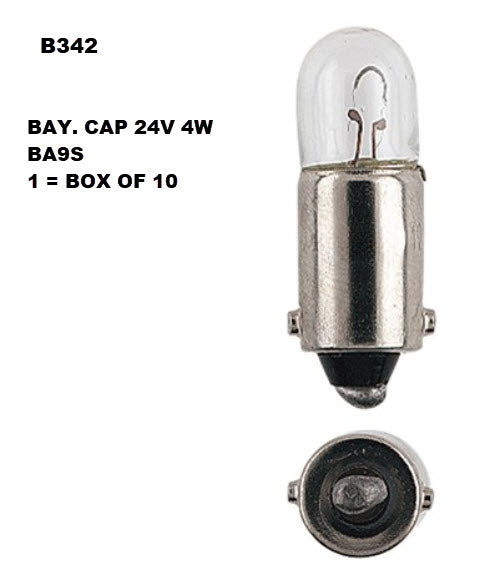 Bay Cap 24V 4W BA9S 1 = Box of 10 B342 - Exelite