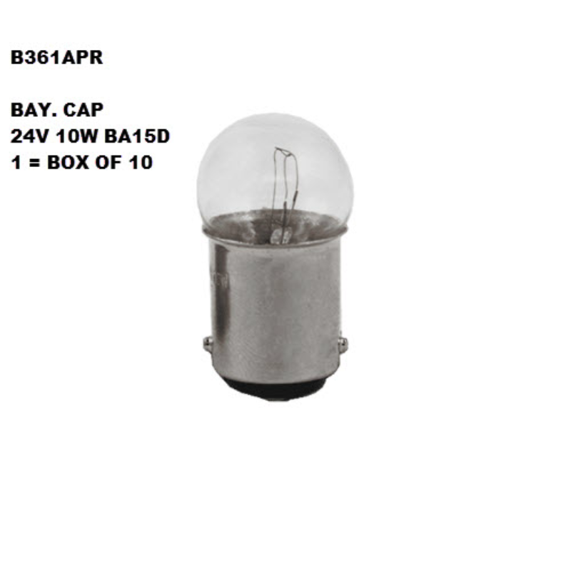 Bay Cap 24V 10W BA15D 1 = Box of 10 B361APR - Exelite