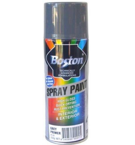 Grey Primer Enamel Spray Paint High Gloss 250g - Boston | Universal Auto Spares