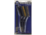 Wire Brush Set 3 Piece 9" Plastic Handles 1 of Nylon, Steel, Brass - Tool King