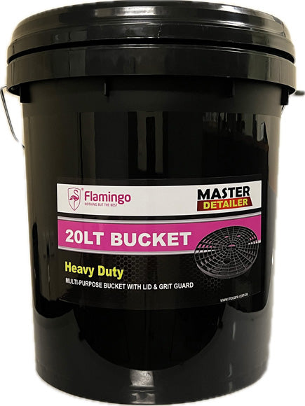 Bucket With Grit Guard 20L Black - Flamingo