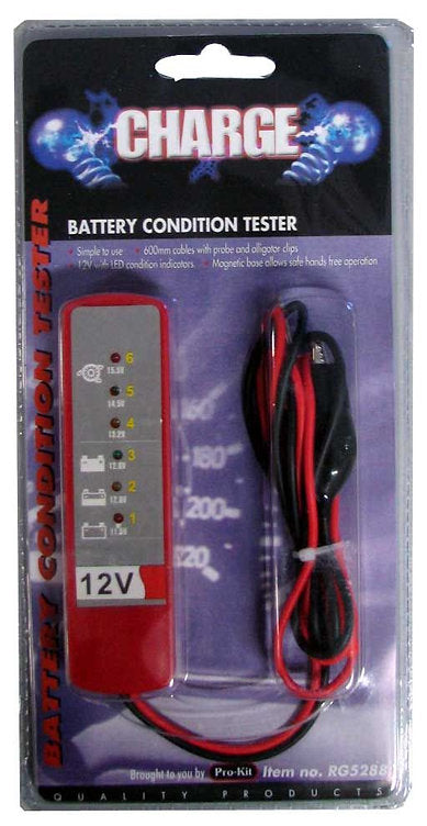 Battery Tester 12V LED Condition Indicators - Charge | Universal Auto Spares