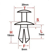 Bumper Bar Front Inner Guard Scrivet Fixings Clips Fit For Mitsubishi 20pcs CLIP-MB001 - Machter