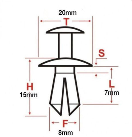 Bumper Bar Front Inner Guard Scrivet Fixings Clips Fit For Mitsubishi 20pcs CLIP-MB001 - Machter