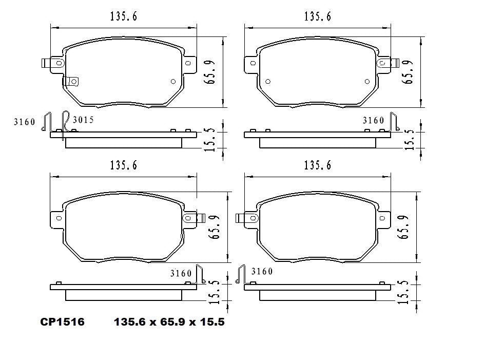 Ceramic Brake Pads CP1516 (DB1516) - Premier Performance Auto Parts