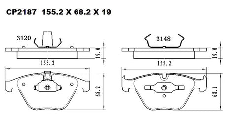 Ceramic Brake Pads CP2187 (DB2187) - Premier Performance Auto Parts | Universal Auto Spares