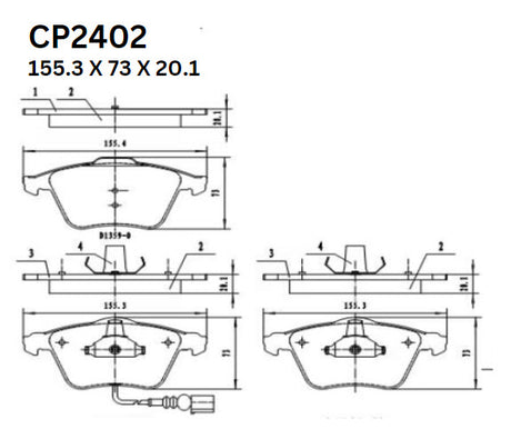 Ceramic DB2402 Brake Pads DB2402 CP2402 - Premier Performance Auto Parts | Universal Auto Spares