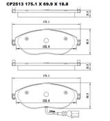 Front Ceramic Brake Pads CP2513 (DB2513) With Sensor - Premier Performance Auto Parts