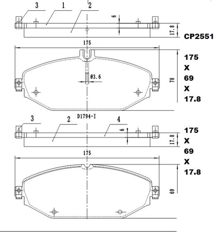 Ceramic Brake Pads CP2551 (DB2551) - Premier Performance Auto Parts | Universal Auto Spares