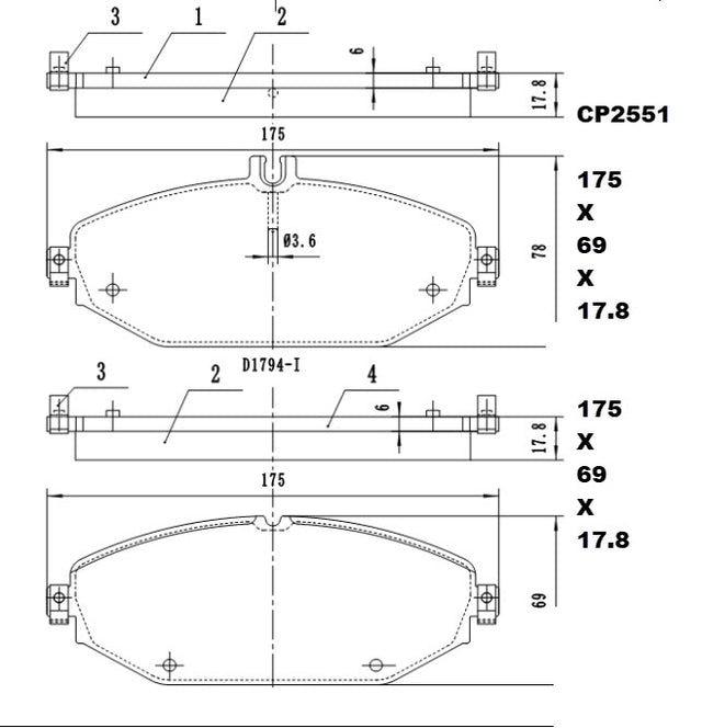 Ceramic Brake Pads CP2551 (DB2551) - Premier Performance Auto Parts | Universal Auto Spares