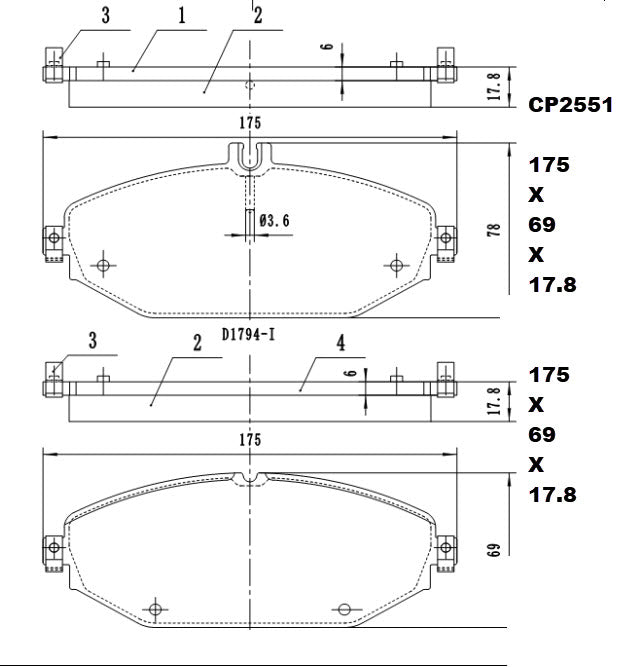 Ceramic Brake Pads CP2551 (DB2551) - Premier Performance Auto Parts