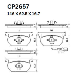 Ceramic DB2657 Brake Pads DB2657 CP2657 - Premier Performance Auto Parts | Universal Auto Spares