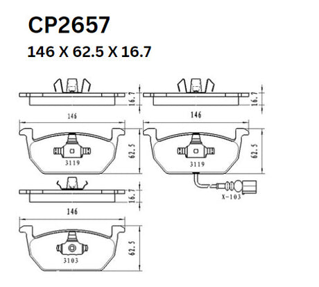 Ceramic DB2657 Brake Pads DB2657 CP2657 - Premier Performance Auto Parts | Universal Auto Spares